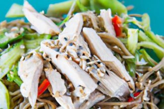 Chilled Sesame Noodle Salad with Tender Shredded Chicken