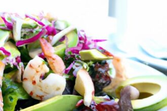 Fresh & Vibrant: Healthy Lettuce, Shrimp, Avocado Salad