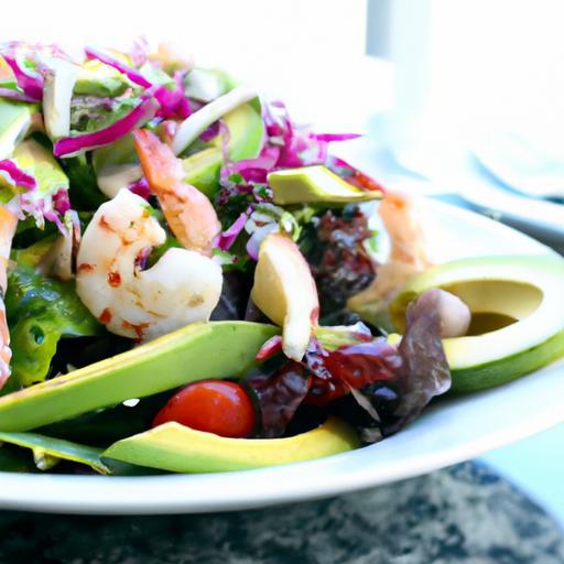 Fresh & Vibrant: Healthy Lettuce, Shrimp, Avocado Salad