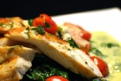 Creamy Pesto Chicken with Roasted Tomatoes & Spinach Delight