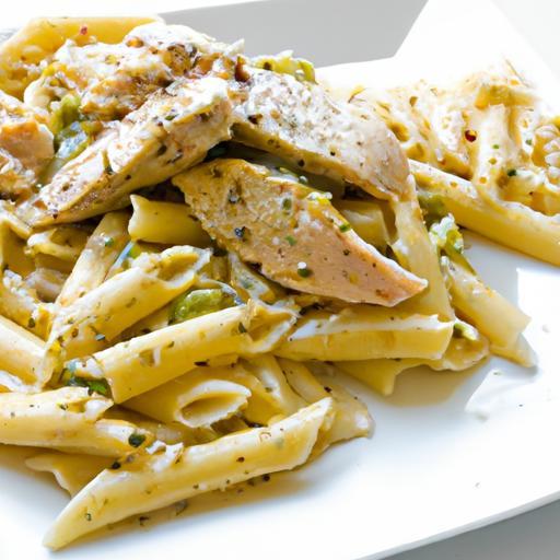 Savor Creamy Pesto Chicken with Wholesome Wheat Pasta