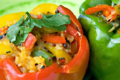 Colorful Stuffed Bell Peppers with Rice & Veggie Medley