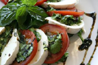Caprese Salad Elevated: Balsamic Glaze & Pesto Drizzle