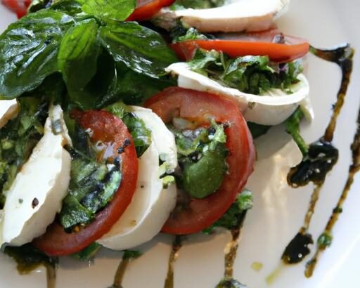 Caprese Salad Elevated: Balsamic Glaze & Pesto Drizzle