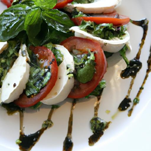 Caprese Salad Elevated: Balsamic Glaze & Pesto Drizzle