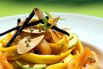 Tropical Twist: Sesame Noodles with Fresh Mango Delight