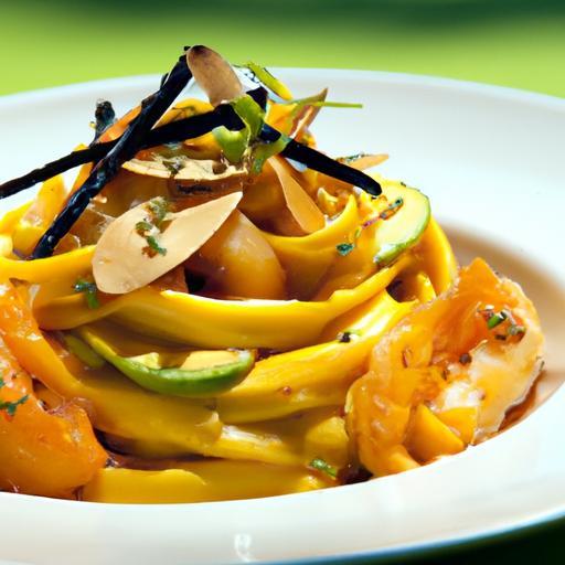 Tropical Twist: Sesame Noodles with Fresh Mango Delight