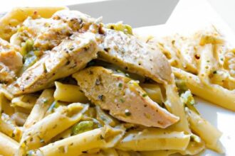 Savor Creamy Pesto Chicken with Wholesome Wheat Pasta