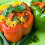 Colorful Stuffed Bell Peppers with Rice & Veggie Medley