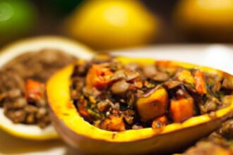 Hearty Stuffed Butternut Squash with Savory Lentil Filling