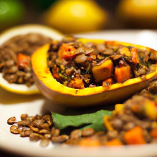 Hearty Stuffed Butternut Squash with Savory Lentil Filling