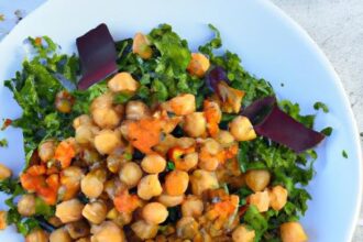 Nutritious Sweet Potato Kale Salad with Crispy Chickpeas & Creamy Roasted Dressing
