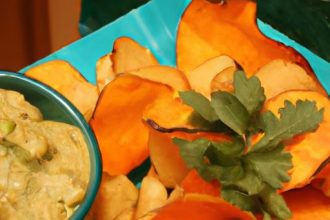 Crunchy Baked Sweet Potato Chips Paired with Creamy Guacamole Delight