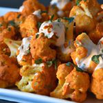 Spicy Buffalo Cauliflower Bites with Creamy Blue Cheese Dip