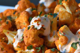 Spicy Buffalo Cauliflower Bites with Creamy Blue Cheese Dip