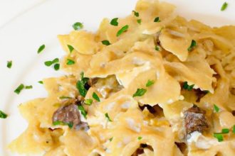 Creamy Garlic Butter Bowtie Pasta with Cheesy Beef Delight